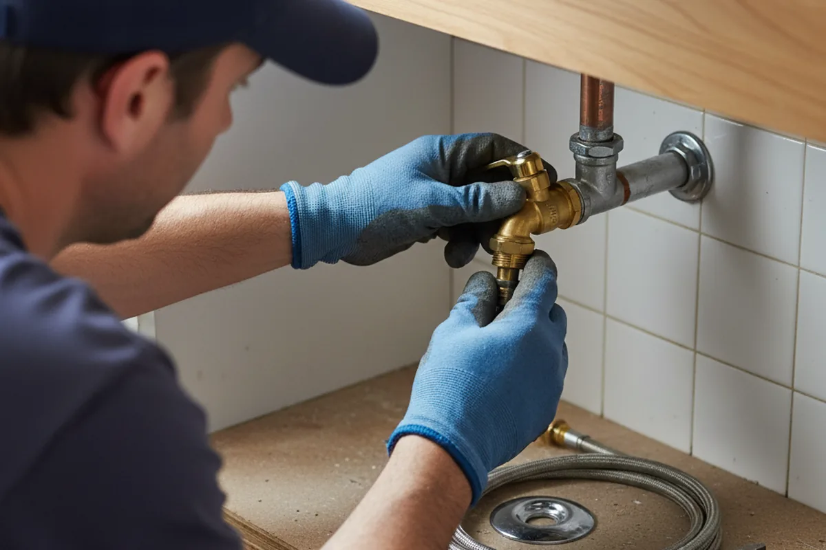 Shutoff valve and fitting work during Burst Pipe Repair in Bedford